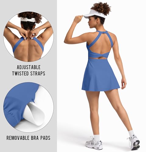 Image of MIRITY Womens Activewear Tennis Dress - Built in Shorts with Pockets and Bra Golf Athletic Workout Dresses