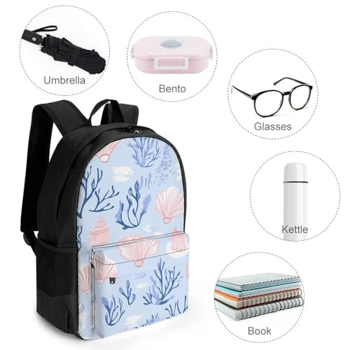 Colorful Seashells And Corals Travel Backpack Casual Daypack Shoulder Bag with Adjustable Shoulder Straps for Men Women3