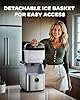 Silonn Nugget Ice Maker Countertop, Ice Basket with Handle, Quiet Operation & Self Cleaning Ice Machine, Chewable Ice, 33 lbs/24H, Portable Pellet Ice Maker with Scoop for Home, Kitchen and Office