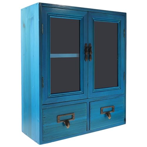 UKCOCO Gabinete de Almacenamiento de Madera para Pared con Doble Puerta Vintage Mueble Funcional para Cocina y Baño Diseño Elegante y Rústico para Cosméticos y Accesorios