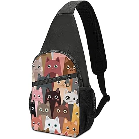 Red White Black Cat Packable Small Crossbody Sling Backpack Shoulder Chest Bag Daypack for Hiking Traveling Cover