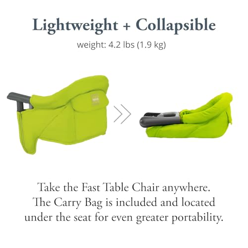 Image of Inglesina Fast Table Chair - Lime + Fast Dining Tray - Portable Baby High Chair - for Babies & Toddlers up to 37 lbs - Fits Tables 0.8'' to 3.5'' Thick - Compact & Easy to Use - Travel Bag Included