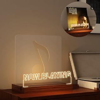 YuanDian Now Playing Vinyl Record Stand, Light up Display Holder for Vinyl Records, Wooden Acrylic Holder with Warm Light for Album Display Storage, Home Desk Decor for Music Lovers - Les Beatles, Paul McCartney, John Lennon, RIngo Starr, George Harrison