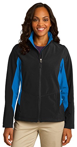 Port Authority Ladies Core Colorblock Soft Shell Jacket, Black/ Imperial Blue, X-Large
