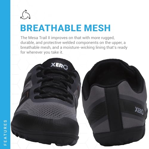 Xero Shoes Tênis masculino Mesa Trail II – Tênis leve para trilha descalço, Aço cinza/laranja, 8