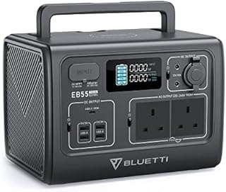 BLUETTI Portable Power Station EB55, 537Wh LiFePO4 Battery Backup w/ 2 700W AC Outlets (1400W Peak), 100W Type-C, Solar Generator for Outdoor Camping, Off-grid, Blackout (Solar Panel Optional)