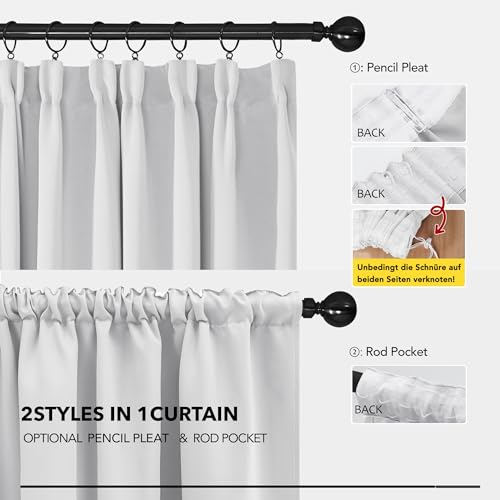 Miniatura 5 de Deconovo Cortinas Opacas Térmicas Para Dormitorio Y Salón, 2 Piezas 140x245 Cm, Cortinas Modernas Con Cinta Fruncidora, Aislantes De Frío Y Calor, Gris Perla, Oeko-Tex Standard 100