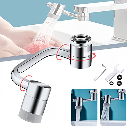 1080 Degrés Fixation Robinet Aérateur,UMYMAYDO1 Régulateur de jet de Robinet Rotatif,2 Modes Réglable Douche Pulvérisateur, FM22/FM24 Multifuncional Universal Filtre Extensor pour Cuisine Bain Cover