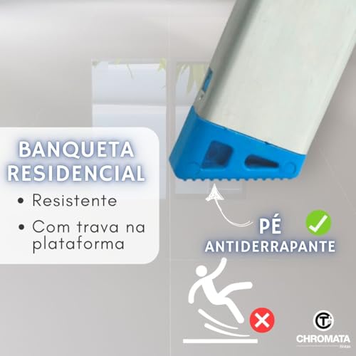 Escada Banqueta De Alumínio 3 Degraus Doméstica Pequena Real