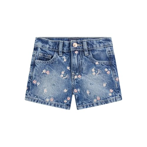 Short denim rigide brodé fille GUESS en jean bleu pour enfant