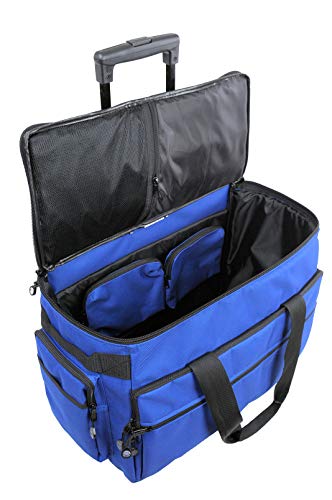 Bluefig TB19 Sewing Machine Rolling Carrying Case Trolley Bag with Wheels for Brother, Bernina, Singer Wheeled Tote Carrier (Cobalt)