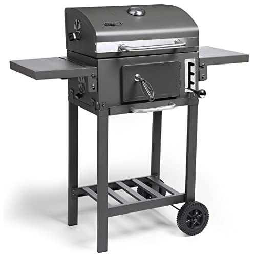 VonHaus Charcoal BBQ – Barbecue with Warming Rack, Adjustable Height, Temperature Gauge –...