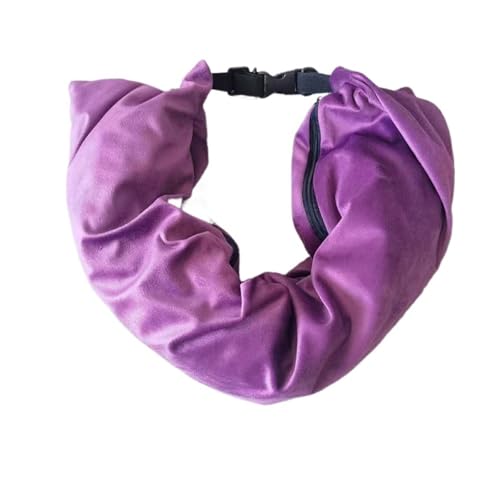 WWYYZAYC Almohada Plegable de vellón, Recargable, Bolsa de Viaje, Color sólido, for el Cuello, Accesorios de Viaje(Purple)