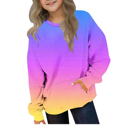 Girls Sweatshirts Crewneck Long Sleeve Pullover Top Kids Lightweight Casual Winter Warm Sweatshirt With Pocket