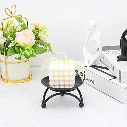 Geraymer Pillar Candle Holder, Iron Candle Stand, Candle Plate, Candlesticks For Pillar Candles, Black Candle Tray For Party Wedding Table Home Decoration (Set Of 2) #TOP5