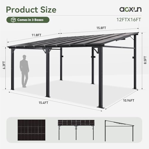 Aoxun SG402BK02-YZ 12' X 16' Gazebo For Patio thumb #2