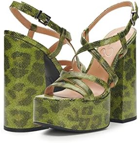 Jessica Simpson Women's Salih Block Heel Platform Sandal Wedge, Green, 8 | Image 5