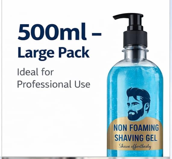 Non Foaming Shaving Gel, Clear Gel, Smooth Glide Shave, Better Beard Visibility, 500ml, Large Pack, Professional Use - Image 2 thumbnail