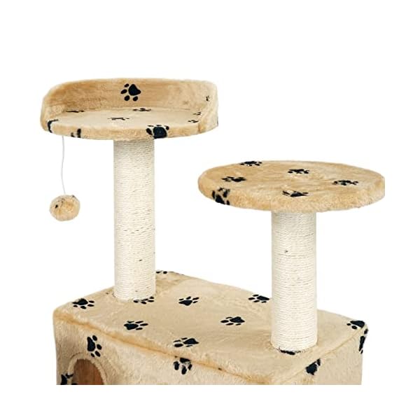 Katzenkratzbaum beige mit Pfoten 130cm Kletterbaum Katzenbaum Spielbaum Katzenbaum – Bild 8