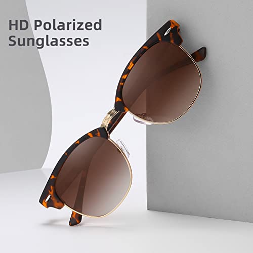 MEETSUN Retro Semi Rimless Polarized Sunglasses for Men Women Classic Trendy Driving Sun Glasses UV Protection3