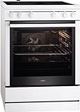Kochfeld: Strahlenheizkörper AEG 40006VS-WN Freistehender Elektroherd / 60 cm Backofen mit Glaskeramik-Kochfeld/Mehrzweckzone/Umluftgrillen/Feuchte Umluft/Restwärmeanzeige / 73 l Heißluftofen/weiß & schwarz