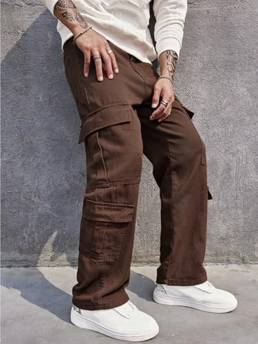 Image of URBAN POCKETS Jeans for Men | Denim Cargo Pants with Relaxed Fit & Utility Side Pockets (2-D-Pocket-U03-U05)