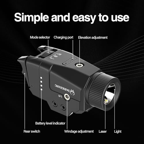 DARKFANG 1000 Lumen Tactical Weapon Light Laser Combo with High and Low Rear Switches for Glock and Picatinny Rail - Thumbnail 6