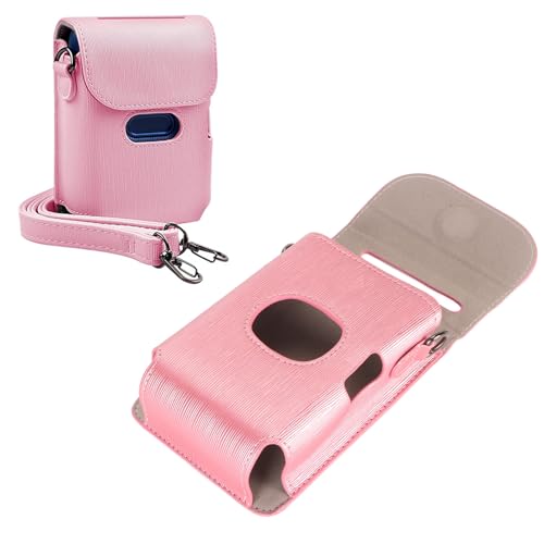 Custodia Protettiva per Mini Link 2 Mini Link Rigida per Stampante da Viaggio pelle PU per Smartphone con Tracolla Roseo