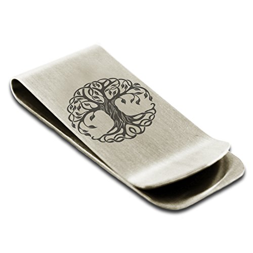 Tioneer Stainless Steel Celtic Knot Tree of Life Symbol Money Clip Credit Card Holder