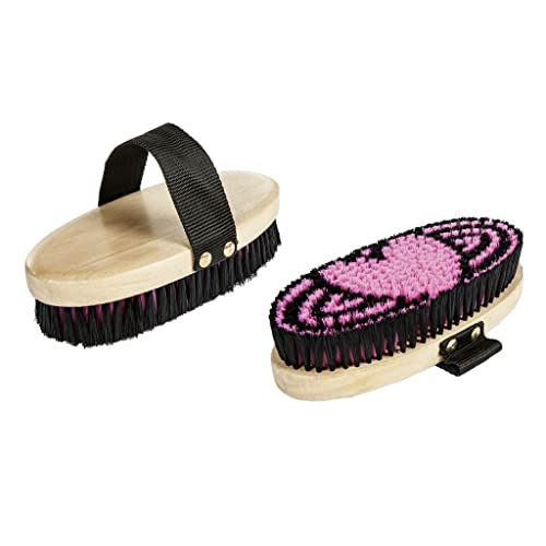 Brosse de toilettage équestre HKM avec cœur pour les soins du cheval à l'écurie