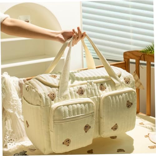 Diaper Bag, Baby Bag, Quilted Diaper, Teddy Bear Pattern Cute Duffle Portable & Lightweight for Hospital and Weekender Travel, 18.9x8.7x10.2in - 1