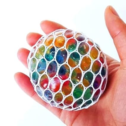 GIRLYZ Attire Squishy Mesh Stress Balls - Non-Toxic Rubber Sensory Balls, Calming Toys for Stress and Anxiety, Special Needs, Autism - Mesh for Grape Balls with Net Multicolor (Pack of 1 pc)