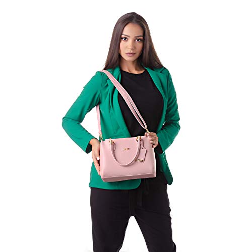 Bolsa Feminina Dhaffy Rosa Lorena, Alça de Mão e Transversal. cor:rosa;tamanho:M