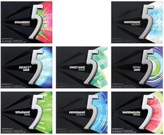 Generic 5 Gum Chewing Gum 5 Calories – Sugar-Free Assorted Flavor (6 Pack) – 15 Sticks Per Pack – Get 6 Out of 8 Flavors