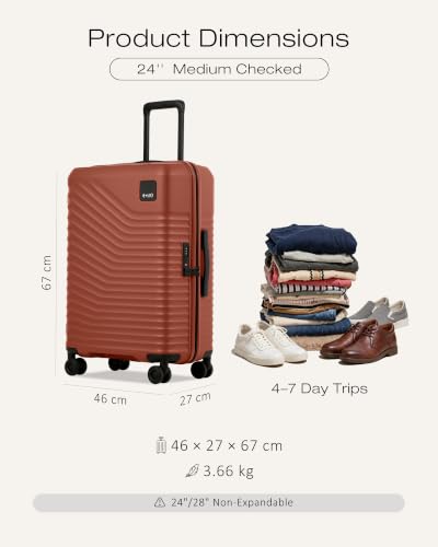 Image of Coolife Luggage, Lightweight PC Hardside Suitcase, Checked-Medium 24-Inch | Dual Spinner Wheels, TSA-Approved Lock, Upgraded PC Hardshell, Durable Travel Suitcase, Medium Checked Luggage