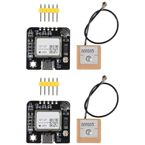 AOICRIE 2pcs GT-U7 GPS Module Navigation Satellite Positioning GPS Receiver Compatible with NEO-6M 51 Microcontroller STM32 R3+ IPEX Active GPS Antenna for Raspberry Pi Drone Flight