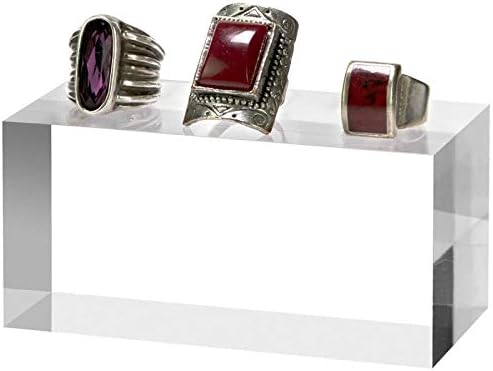 Miniatura 2 de RY DISPLAY Bloque de exhibición de acrílico transparente rectangular para anillos de joyería, bloque de exhibición de cubo de acrílico pulido