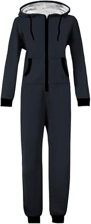 WOTOGOLD Men and Women Adult Pajamas Sportswear Hooded Unisex Jumpsuit