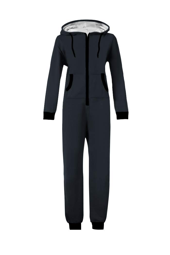 WOTOGOLDMen and Women Adult Pajamas Sportswear Hooded Unisex Jumpsuit