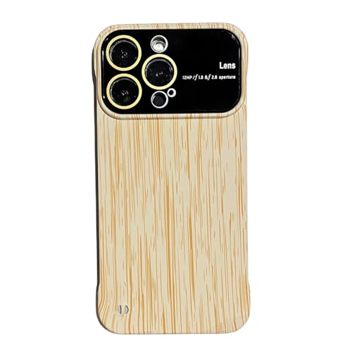 Coque grain de bois luxe pour iPhone 14 Pro Max ultra mince avec protection objectif en PC