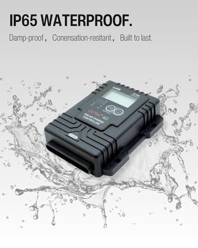 LNEX Solar Charge Controller Waterproof, 40A Solar Panel Regulator with Temp Sensor,Backlit LCD, 12V/24V PWM Solar Controller for LiFePO4,AGM, Gel, Flooded and Lithium Battery - Thumbnail 2