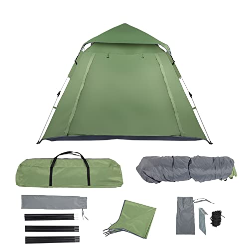 Carpa de Camping para Cuatro Personas Verde 240x240x150 cm miniatura 5