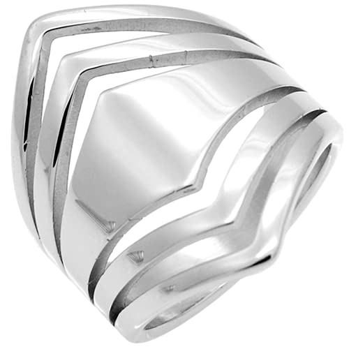 Jude Jewelers Stainless Steel Chevron Style Chunky Wrap Statement Promise Anniversary Birthday Festival Party Ring