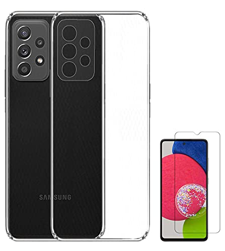 Image of Soft Flexible Silicone Back Cover Compatible with Samsung Galaxy A52s 5G, Transparent Case + Screen Guard