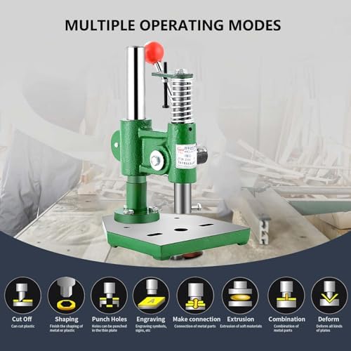 Leather Hole Punching Machine, Small Arbor Press with Automatic Rebound, Manual Bench Press for Mounting, Removal, and Compression of Workpieces, Maximum Height 5.9in