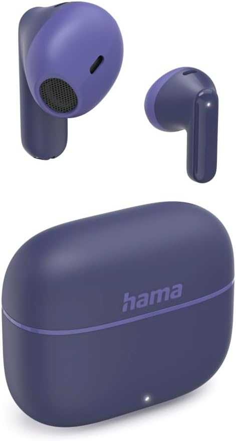 Hama TWS Freedom Light II Bluetooth 5.3 Wireless Earbuds, In-Ear Headphones, Calling, Microphone, Touch Control, Voice Control, 20 Hours Playtime, Charging Box USB-C) Blue