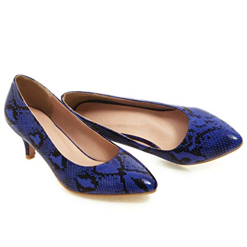 Caradise Womens Low Kitten Heel Snakeskin Pumps Closed Pointed Toe Dress Shoes2