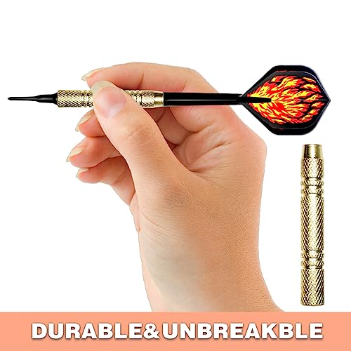 Foto von BJOYEE Dartpfeile mit Kunststoffspitze, 12 Stück Dartpfeile für Elektronische Dartscheibe mit 36 Dart Flight, 60 Dartspitzen Kunststoff, Soft Dart Pfeile Set, Softdart Dartpfeil Plastik