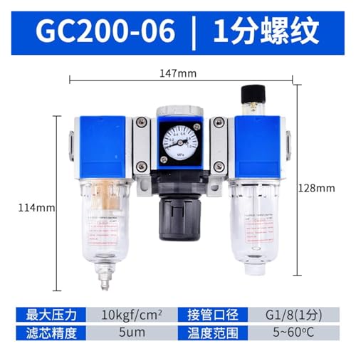 Régulation de pression GC2000-06 et traitement de source d'air triple pièce