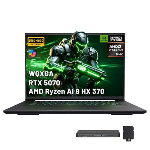 Image of GIGABYTE AERO X16 16 inch WQXGA 165Hz Gaming Laptop, AMD Ryzen AI 9 HX 370, 64GB DDR5, 5TB Storage(4TB SSD+1TB Docking Station Set), GeForce RTX 5070 8GB GDDR7, Backlit Keyboard, Wi-Fi 6E, Win 11, Gray